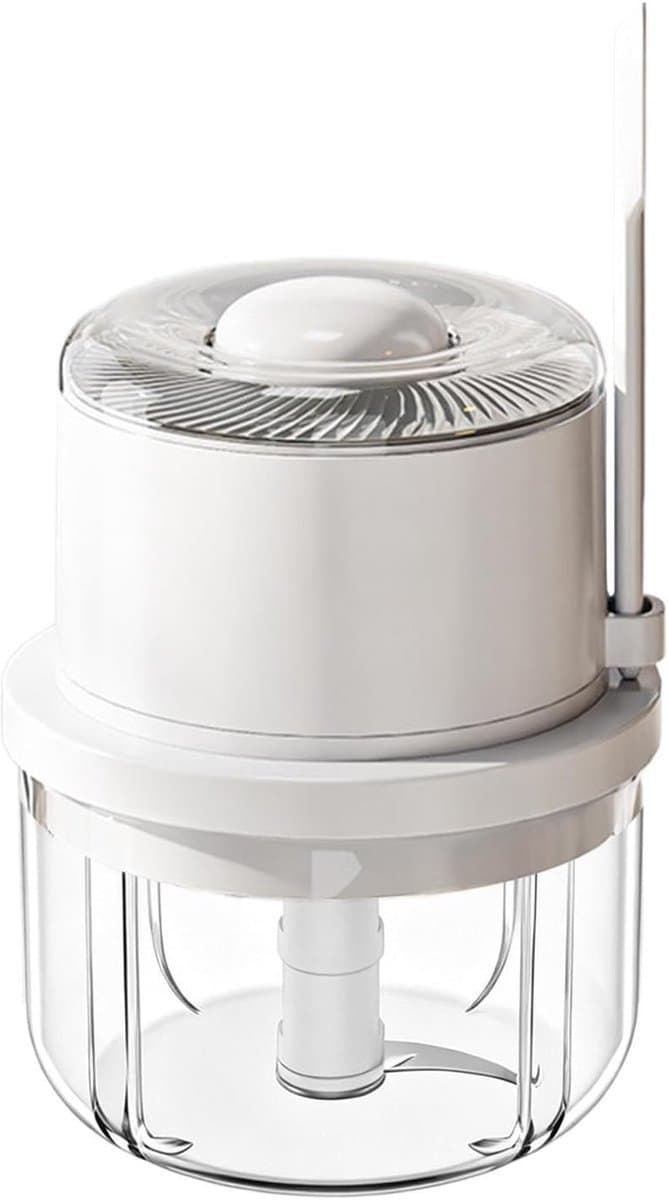 Elektrische voedselhakker - Mini keukenmachine - Snel ingrediënten snijden - Draadloos en draagbaar - 350 ml capaciteit - Wit — afbeelding 1