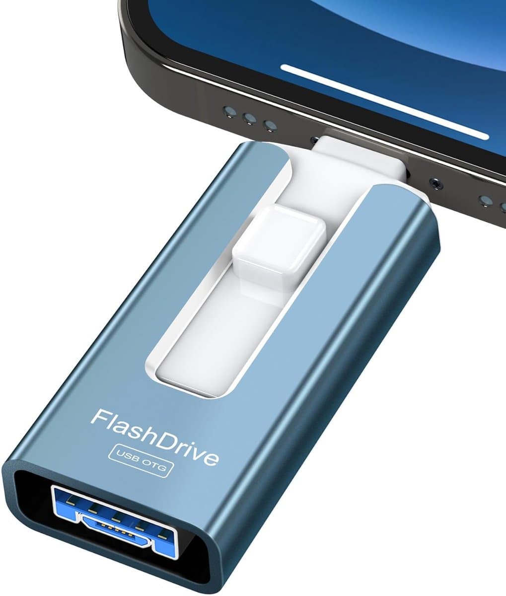 256GB USB-C/Lightning/USB 3.0 Flashdrive voor Telefoon en Tablet - Snelle Datatransfer en Externe Opslag — afbeelding 1