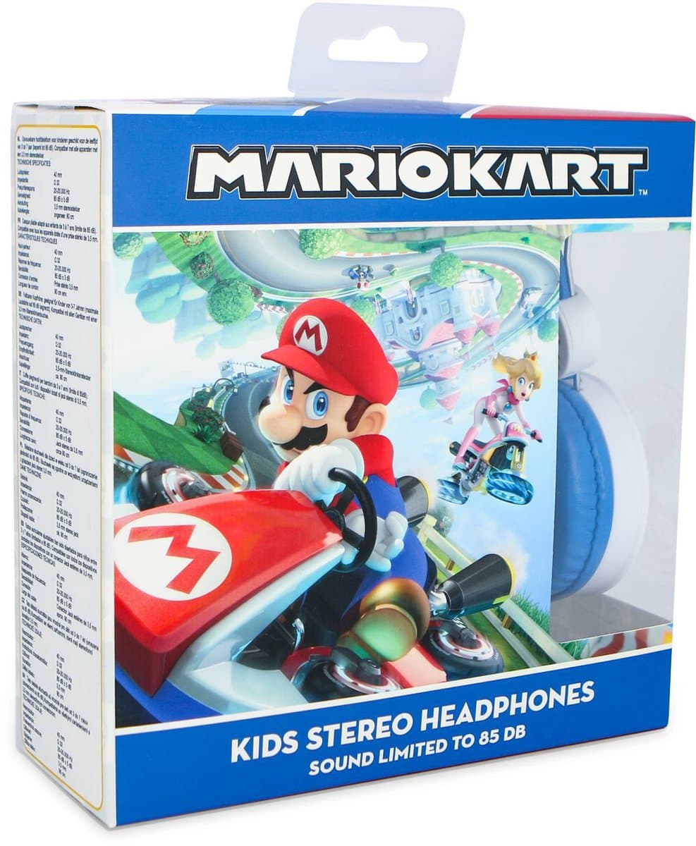 Super Mario Kart - Koptelefoon voor kinderen 3-7 jaar - Wit / Blauw — afbeelding 1