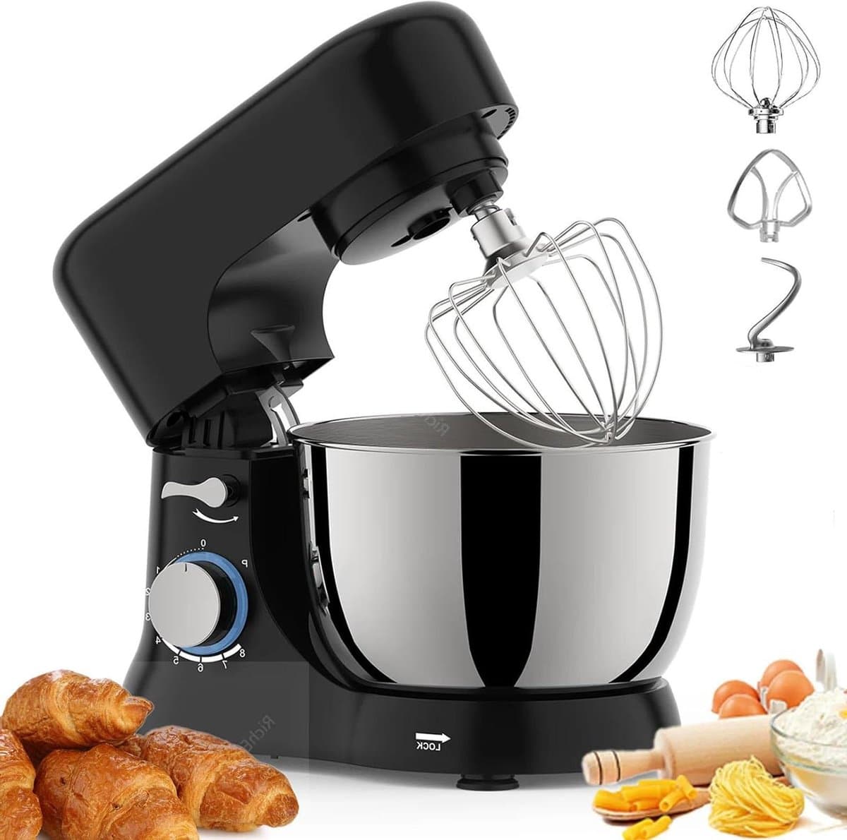 Keukenmachine - Elektrische Mixer - Bakken Thuis - Krachtige Motor - 45 Qt Kom - Zwart — afbeelding 1