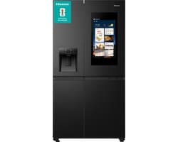 Hisense RS9P628GPFE - Amerikaanse koelkast - Energielabel E - Vaste Wateraansluiting - Water- & ijsdispenser - Metal Tech Cooling - No Frost - Zwart - Multi-Air Flow - Super Cool - Fast Freeze - 38dB (A) - Inverter Compressor - 614 Liter