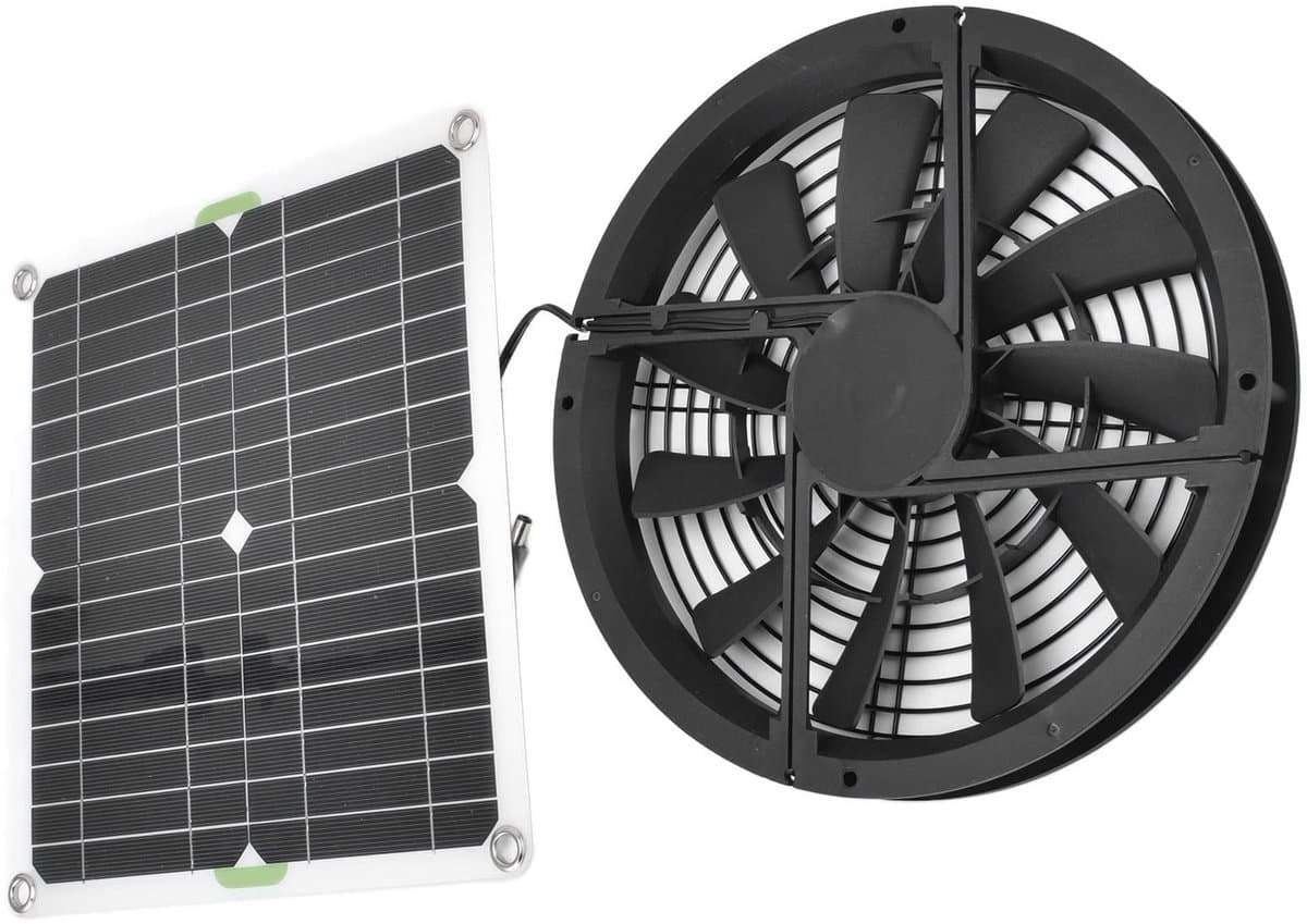 Allecto - Uitlaatventilator - Zonne-energie ventilator - 100 W - Koeling voor kippenhuis - Geschikt voor kassen en huisdieren - Waterdicht — afbeelding 1