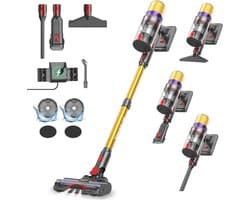 Draadloze Stofzuiger - Steelstofzuiger Krachtig - Huishoudelijk Schoonmaken - Slimme Zuigkracht Sensor - 80 Min Werktijd - Zwart