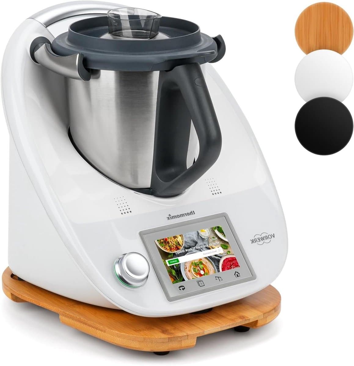 Schuifplank Keukenmachine - Glijplank Onderlegger - Keukenwerk Vergemakkelijken - Met Wielen - 35 x 30 cm - Bamboe — afbeelding 1
