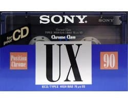 Audio Cassette Tape Sony UX 90 Chrome Class / Uiterst geschikt voor alle opnamedoeleinden / Sealed Blanco Cassettebandje / Cassettedeck / Walkman / Sony cassettebandje.