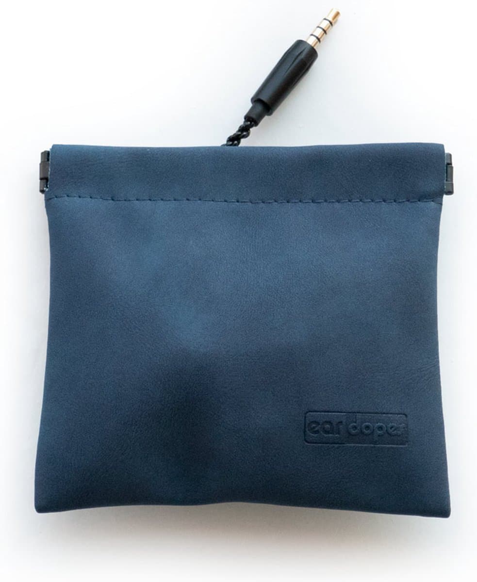 Eardopes Opbergzakje voor oordopjes - Blauw - Etui voor oortjes met kabel - bewaarzakje hoesje oortjes - diervriendelijk: geen suede of ander dierlijk materiaal - 9.5cm x 10cm — afbeelding 1