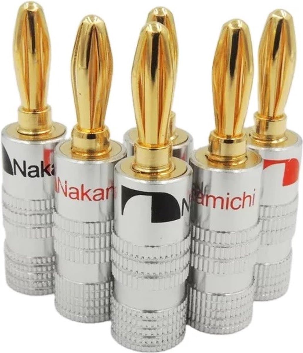 Nakamichi Banaanstekker 8 stuks - Hoge kwaliteit banaanstekkers / luidspreker stekker 4 mm - 24k verguld — afbeelding 1