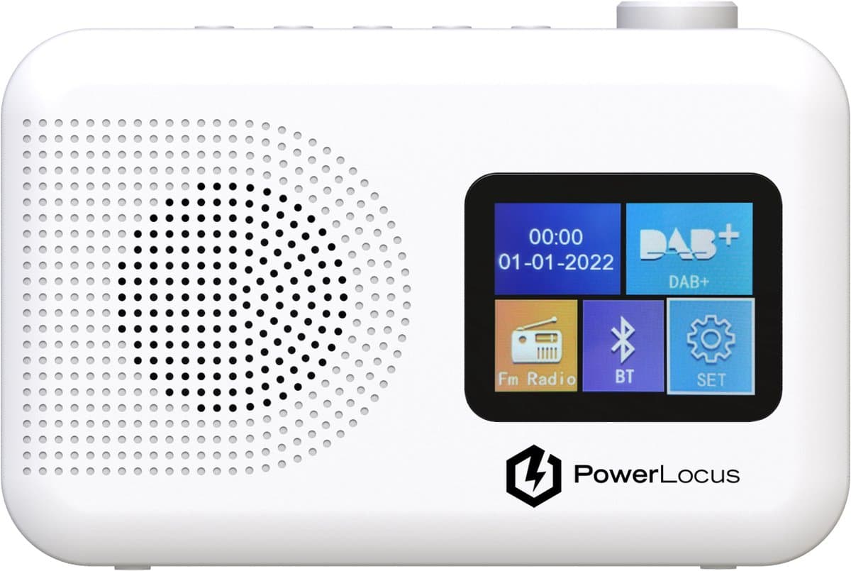 PowerLocus DAB Radio - Draagbare Radio - Bluetooth - DAB+/ FM - Dimbaar - Batterijen & Netstroom - Wit — afbeelding 1