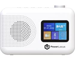 PowerLocus DAB Radio - Draagbare Radio - Bluetooth - DAB+/ FM - Dimbaar - Batterijen & Netstroom - Wit
