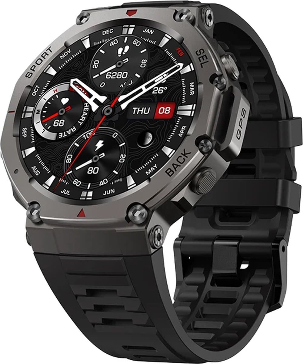 WizBay Premium Select® Smartwatch 1.43 AMOLED - Bellen - GPS - Altitude Luchtdruk Meter - Kompas - AI Voice Assist - Hart Monitor - O2 Bloeddrukmeter - Multi Sport Modi - Slaap - Message - Smartwatches - Zwarte Case - Zwarte TPU Band — afbeelding 1