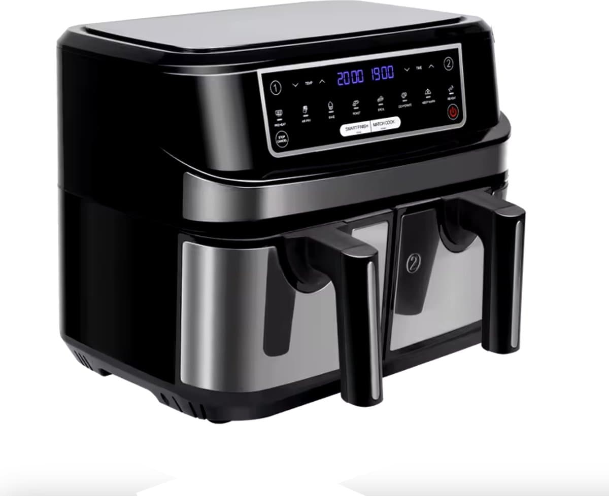 J&R Airfryer - Dubbele Airfryer - Grote airfryer - Hetelucht oven - Heteluchtfriteuse - XL Airfryer - 9L - 2 Laden - Zwart — afbeelding 1