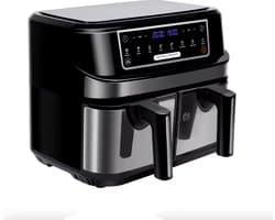 J&R Airfryer - Dubbele Airfryer - Grote airfryer - Hetelucht oven - Heteluchtfriteuse - XL Airfryer - 9L - 2 Laden - Zwart