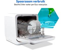 MEDION mini-vaatwasser DWT20 (tafelmodel vaatwasser, vaatwasser, 2 couverts, werkt met/zonder wateraansluiting, 6 reinigingsprogramma's, babyflessen, vooraf ingestelde starttijd, vrijstaand)