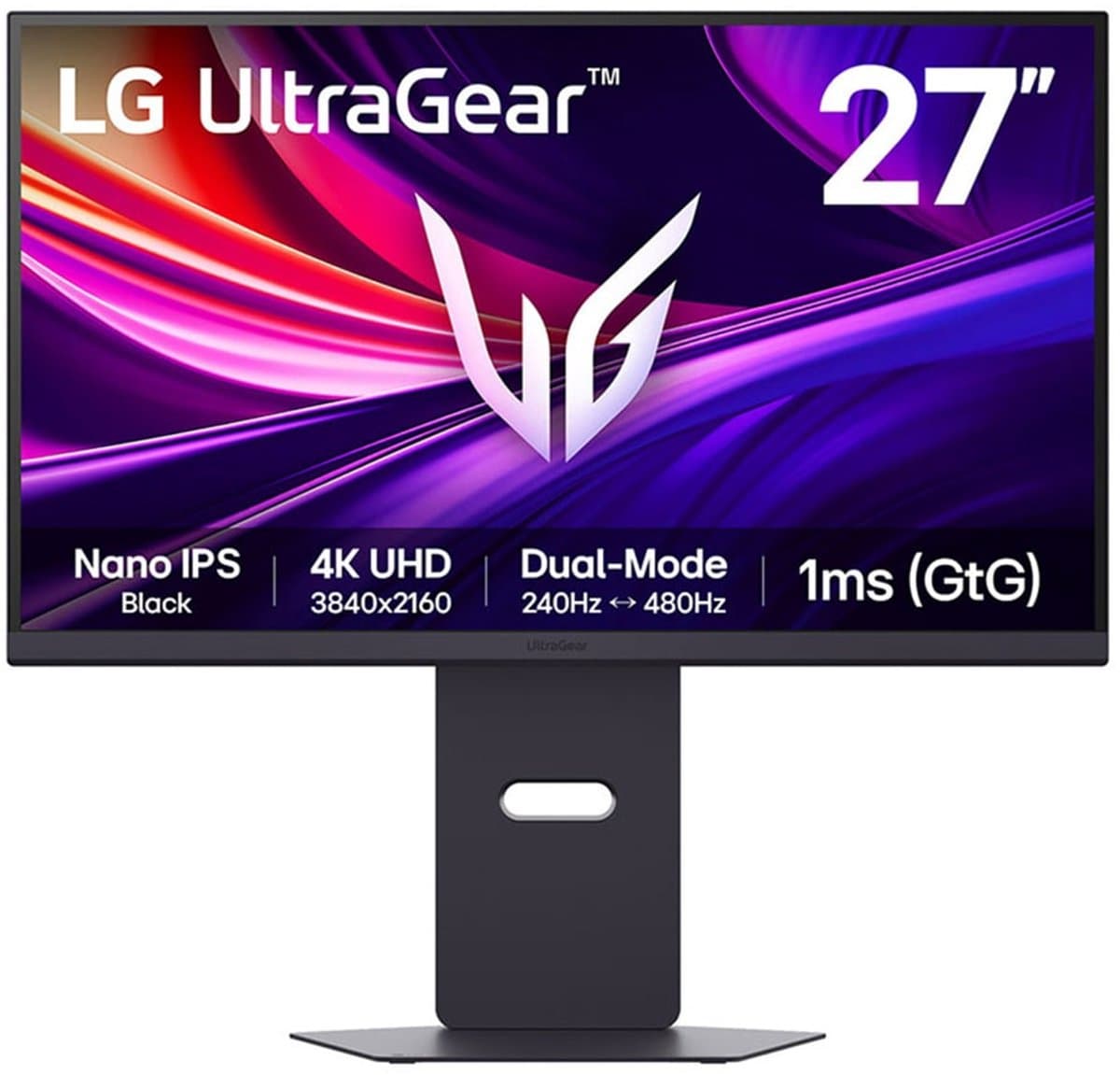 LG UltraGear 27G850A-B UHD 4K - Nano IPS Black Gaming Monitor - Dual-Mode 240Hz/480hz - 1ms - DP 2.1 - DisplayHDR 600 - 27-inch — afbeelding 1