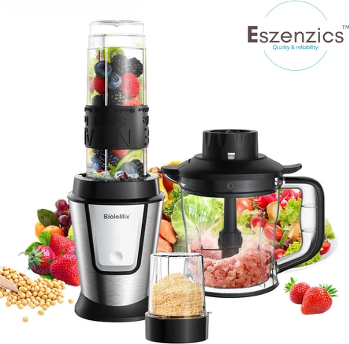 Eszenzics™ 3-In-1 Multifunctionele Keukenmachine - 700W - 1.2 liter - Easy Clean - Compact - Juicer - Maler - Blender - Hakmolen - Smoothie - Mixer — afbeelding 1