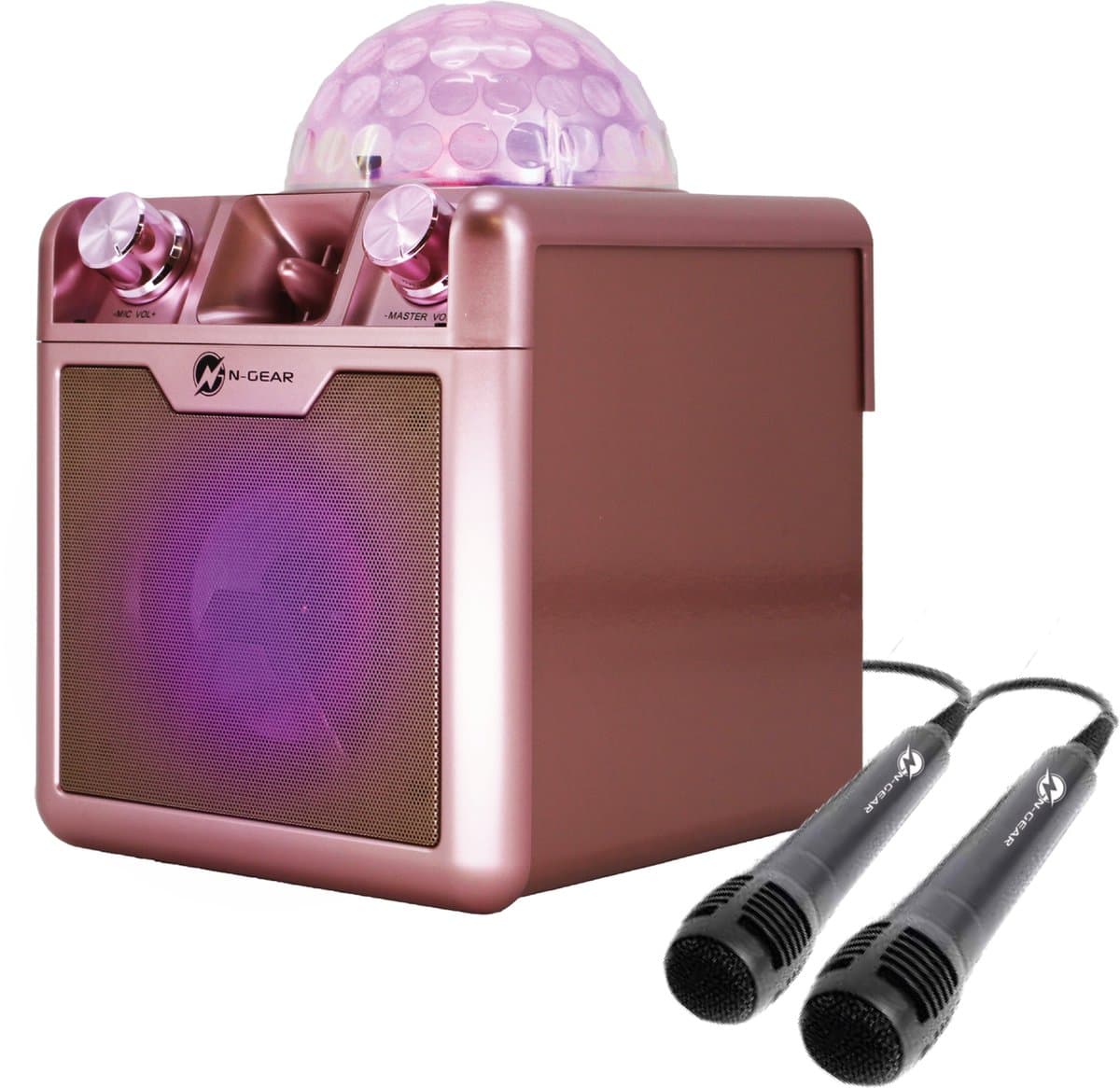 N-GEAR Disco Block 410 - Karaoke Set - Bluetooth Speaker - Party Box met 2 Microfoons - Space Pink - Limited Edition — afbeelding 1