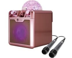 N-GEAR Disco Block 410 - Karaoke Set - Bluetooth Speaker - Party Box met 2 Microfoons - Space Pink - Limited Edition