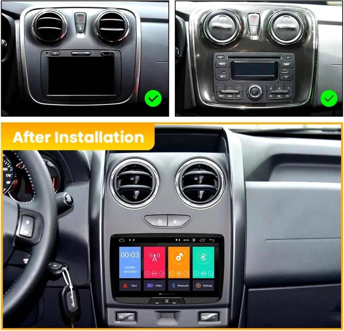geschikt voor Dacia & Renault | Logan, Dokker, Duster, Sandero, Lodgy, Capture, Symbol | 2010 - 2020 | Carplay & Android auto | 1GB & 32GB | Autoradio met navigatie | Radio scherm | 2010 2011 2012 2013 2014 2015 2016 2017 2018 2019 2020 — afbeelding 1