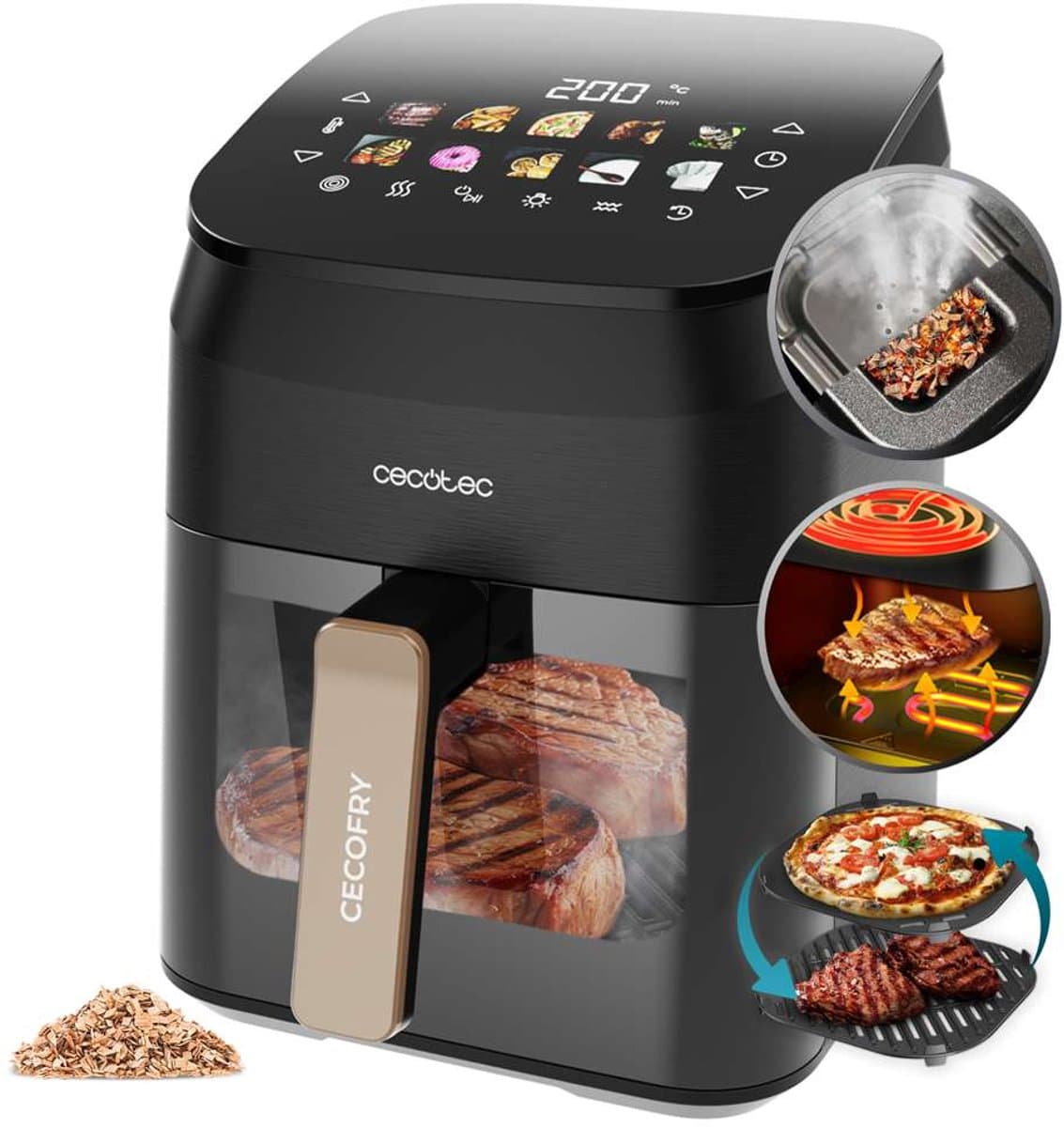 Cecotec 3-in-1 Airfryer XL - Airfryer, Grill en Smoker in 1 - 4.5 Liter - met Kijkvenster - DualHeat 3D Technologie - 10 Bakprogramma's - 2025 Model — afbeelding 1