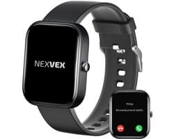 Nexvex® Deluxe Smartwatch voor Dames en Heren - Sporthorloge met Hartslagmeter - Bloeddrukmeter - Stappenteller - Sport Horloge met Belfunctie - Smart Watch Saturatiemeter - Zaklamp - Bluetooth Activity Tracker - Android/iOS - 2.0 Inch - Zwart
