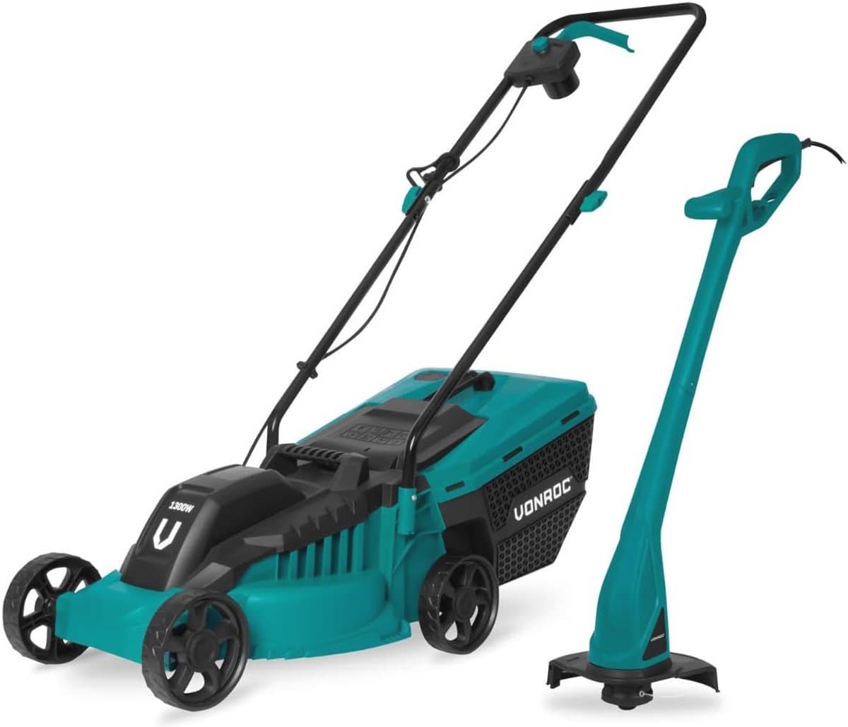 Grasmaaier 1300W met Grastrimmer 300W - Complete Set voor Efficiënt Grasonderhoud — afbeelding 1