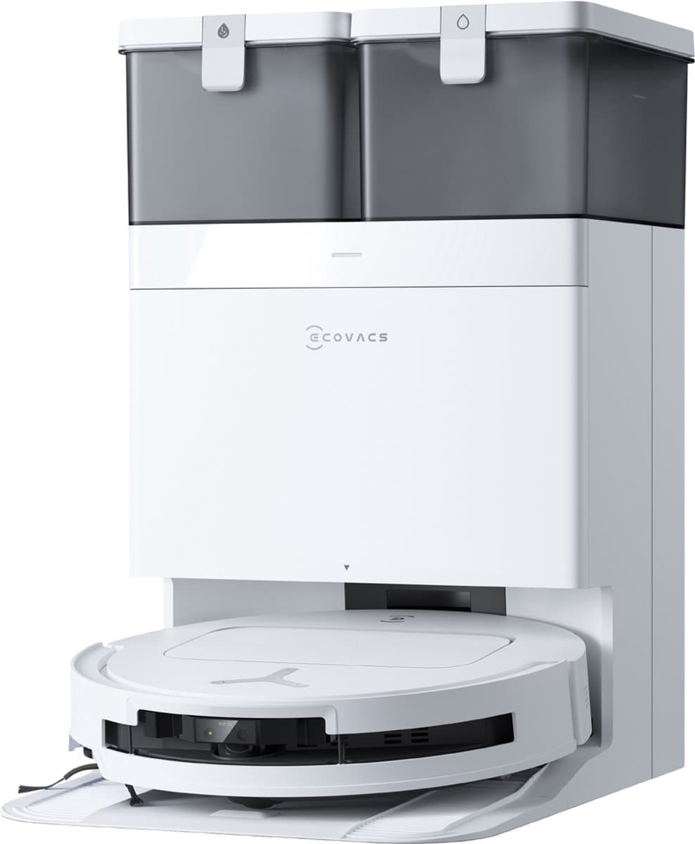 ECOVACS - DEEBOT T50 Omni - Stofzuig en dweilrobot (Wit) - 12.800 Pa zzuigkracht- Zelfreinigende Robotstofzuiger met Warmwater – Dweilsysteem - Automatisch Leegstation - Geschikt voor dierenharen — afbeelding 1