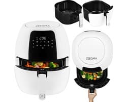 Zeegma KNAPPER GRAND Airfryer XXL - Heteluchtfriteuse 1800 W met 9 Kookprogramma’s, 6L Mand, 7,7L Kom, Temperatuurbereik van 60-200°C, Vaatwasmachinebestendig, Snelle Opwarming en Vetvrije Bereiding van Maaltijden voor het Hele Gezin