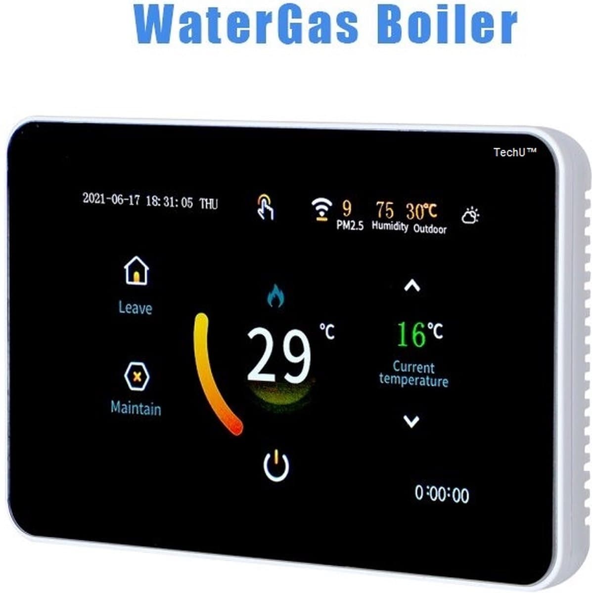 TechU™ Slimme Thermostaat Trust – Zwart met Witte rand – Alleen voor CV-ketel – App & Wifi – Google Home & Alexa – IFTTT – Persoonlijk programma instelbaar — afbeelding 1