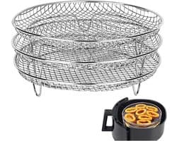3 Stuks Rvs Airfryer Rack Ronde Stapelbare Rosten 304 Rvs Geschikt Voor 4.2 Tot 5.8 Liter Airfryers Als Ovenroosters En Droogrekken