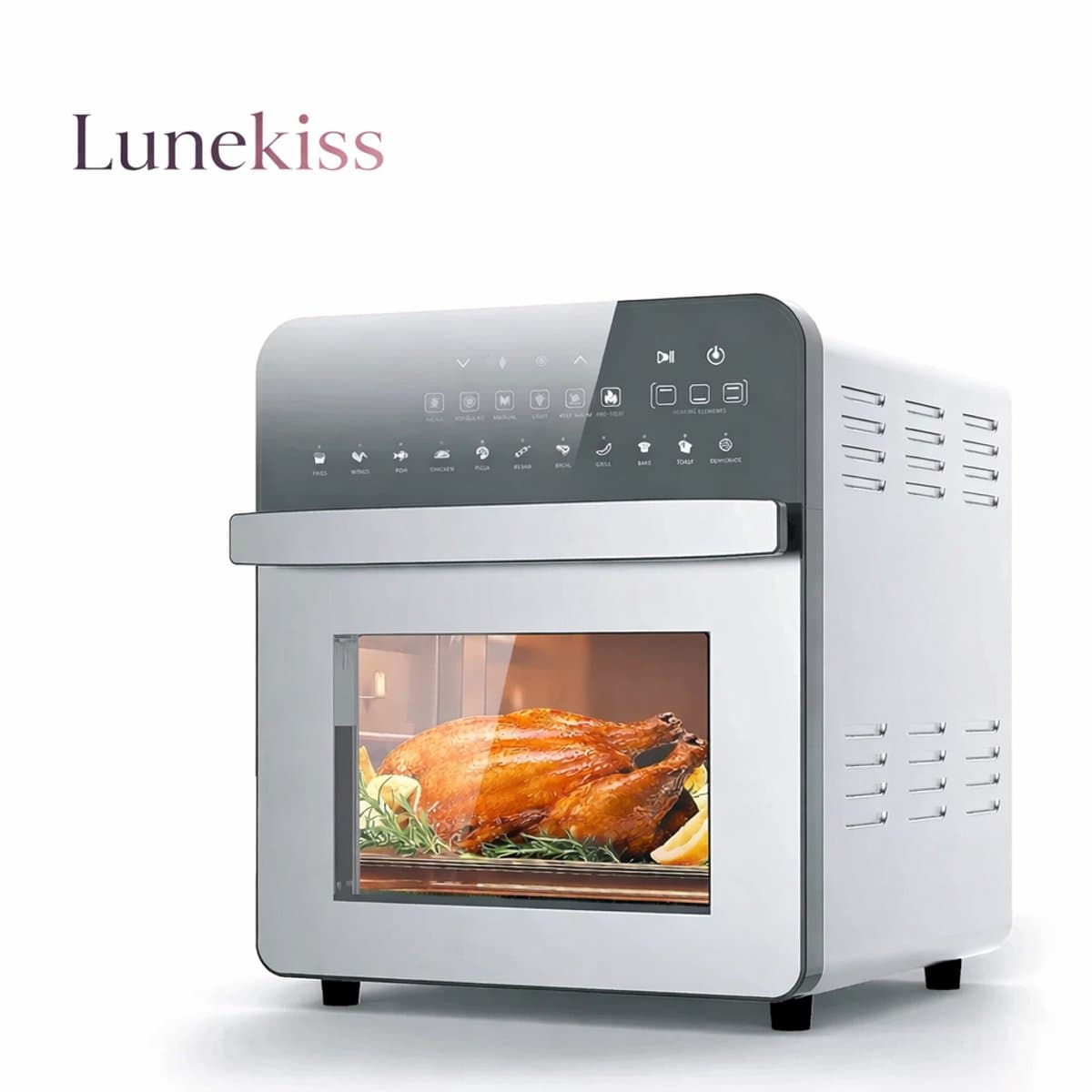 Lunekiss 15L luchtfriteuse oven 11‑in‑1 met dubbele verwarming, roestvrij staal, 1700W, draaispit & dehydrator — afbeelding 1