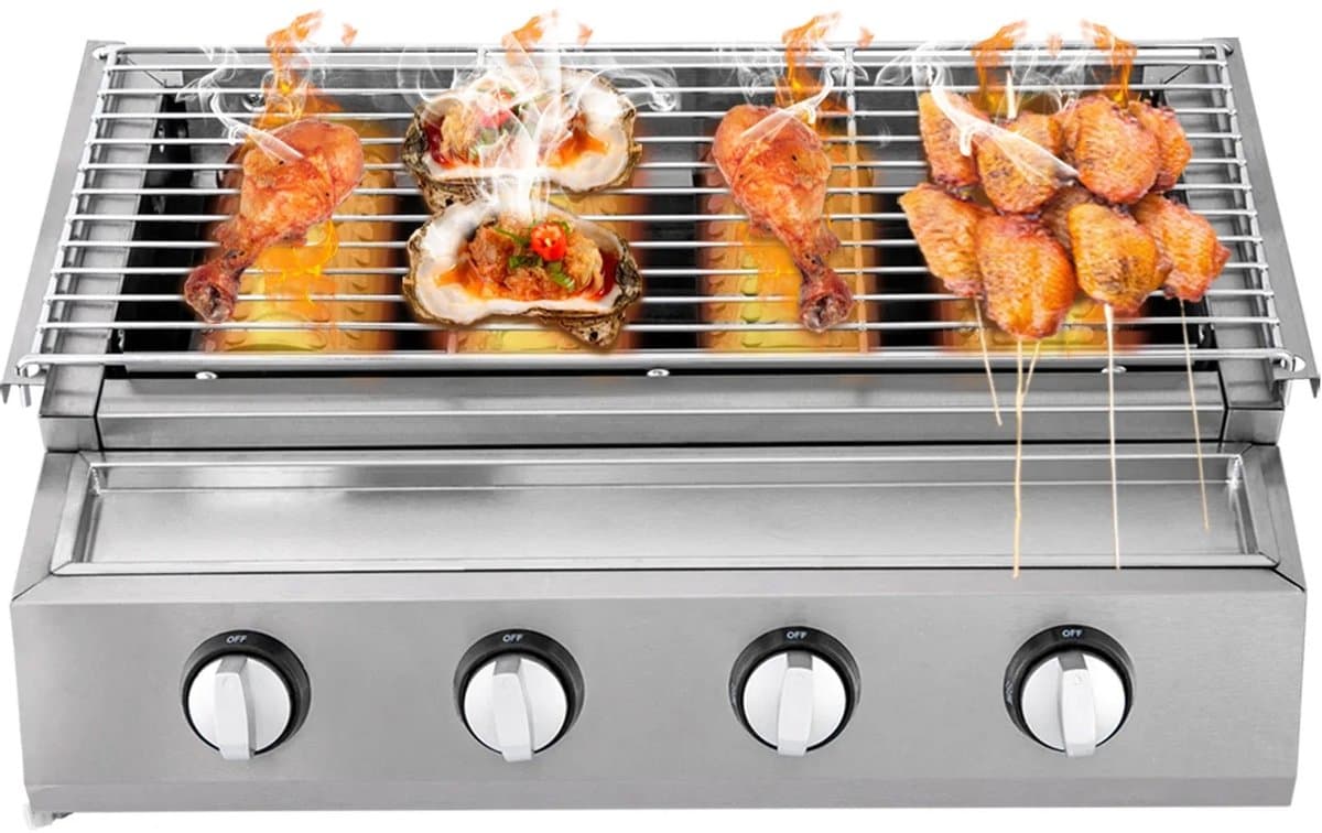 Barbeque - Draagbare Barbeque - 4 Branders - RVS - Voor Buiten - Terras - Camping - 58 × 40 × 20 cm - LPG — afbeelding 1
