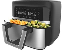 Heteluchtfriteuse 9L - Airfryer met 2 manden - Gezond koken - Dubbele temperatuur controle