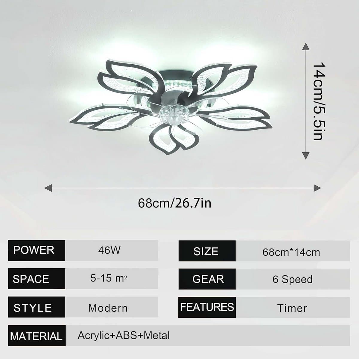 Moderne Plafondventilator met Dimbare LED-Verlichting en Afstandsbediening — afbeelding 1