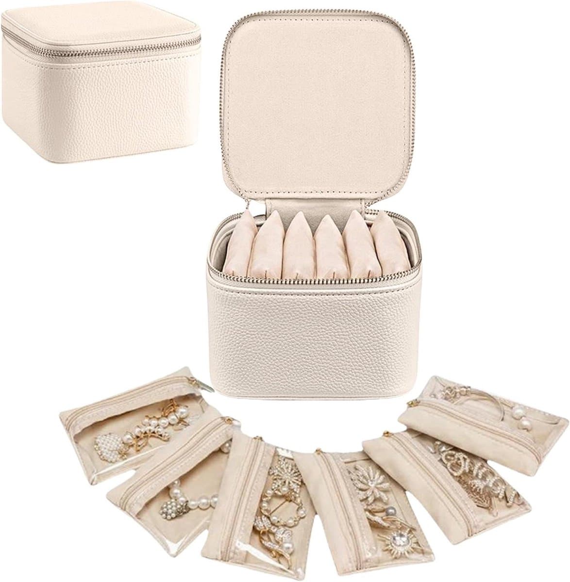 Sieraden Opbergdoos met Spiegel - Wit - Juwelen Organizer — afbeelding 1