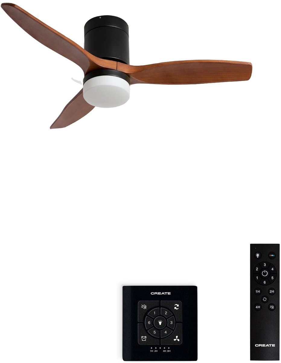CREATE - Stille 40W plafondventilator met technische ABS bladen in verschillende maten - S - Met licht - Controller voor wandmontage - WIND CALM — afbeelding 1