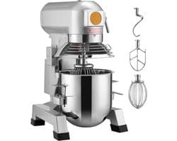 Commerciële Standmixer 20 Qt - 18,7 Liter RVS Kom - 1100W - 3 Snelheden - Deeghaak - Platte Klopper - Draadgarde - Automatische Beveiliging - Keukenmixer voor Horeca Bakkerij