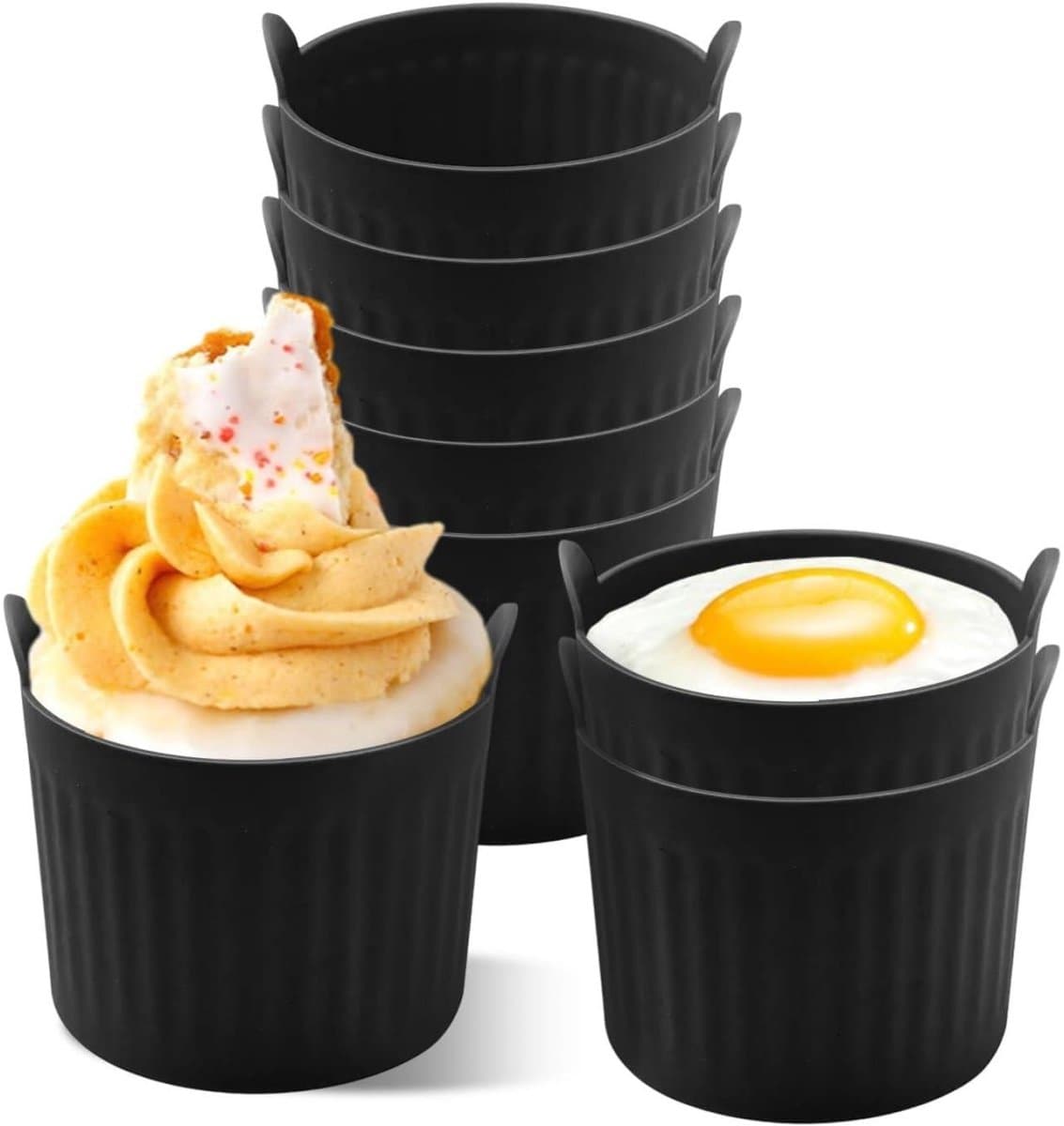 Siliconen bakvormen geschikt voor de airfryer - 8-delige set - Siliconen eierbakvormen - Siliconen muffinvormen - Inclusief bakvorm en bakvormen geschikt voor de airfryer - Geschikt voor het maken van eiergerechten, cupcakes en puddingen — afbeelding 1