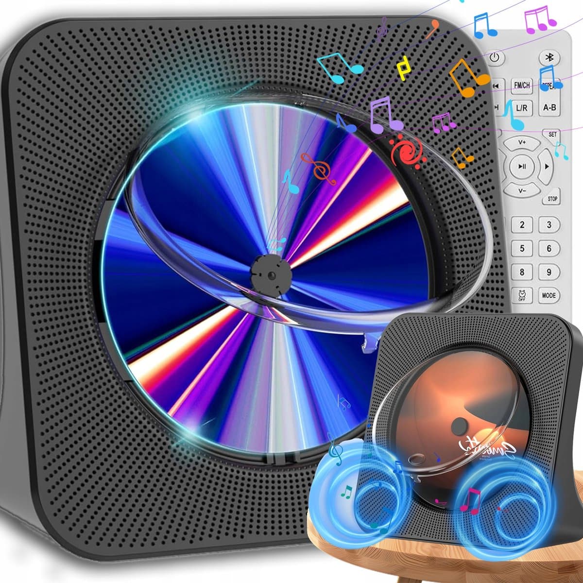 DVD Speler - 6-in-1 Multifunctionele DVD/CD-speler - Dubbele luidsprekers - Wit met HDMI & Bluetooth 5.0 - Voor Thuisbioscoop en Kinders — afbeelding 1