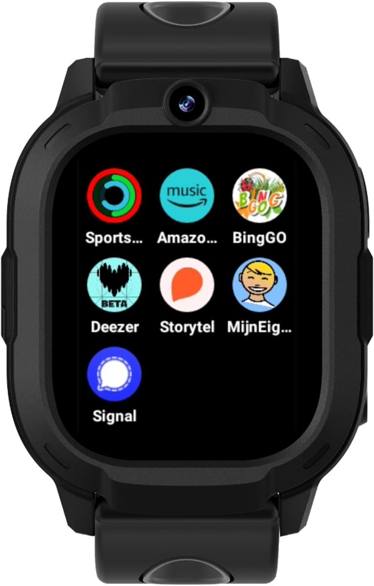Rebel Cactus SKY (Zwart) - kindersmartwatch - GPS tracker - Whatsapp - (video) bellen - SOS/Geofence - Groot display 1.75" - Gratis OuderApp - Batterij: 32uur - Alle wereldtalen - Geen internet en geen socials - Wel apps - Uit tijdens school - Wifi — afbeelding 1