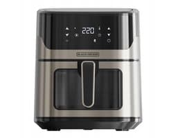 BLACK+DECKER BXAF6500E - Airfryer 6,5 liter - 1600 W - Kijkvenster - 8 programma’s - 80–200 °C - Zwart/RVS