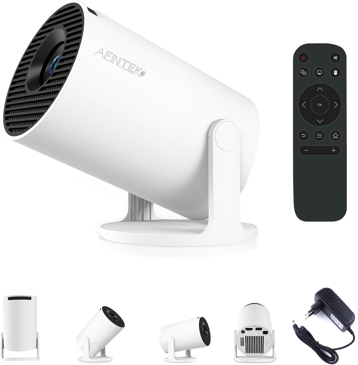 AFINTEK Smart Mini Beamer - Android 11 - 4K Ondersteuning - Netflix & YouTube - Automatische Keystone Correctie - WiFi & Bluetooth - Ingebouwde Chromecast - Wit — afbeelding 1