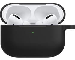 Hoesje - Geschikt voor Apple AirPods Pro 2 - Siliconen Hoes met Clip - Silicone Case Cover - Zwart