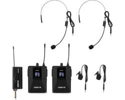 Vonyx WM552B duoset bodypack microfoon - met 10 kanalen - plug & play - UHF