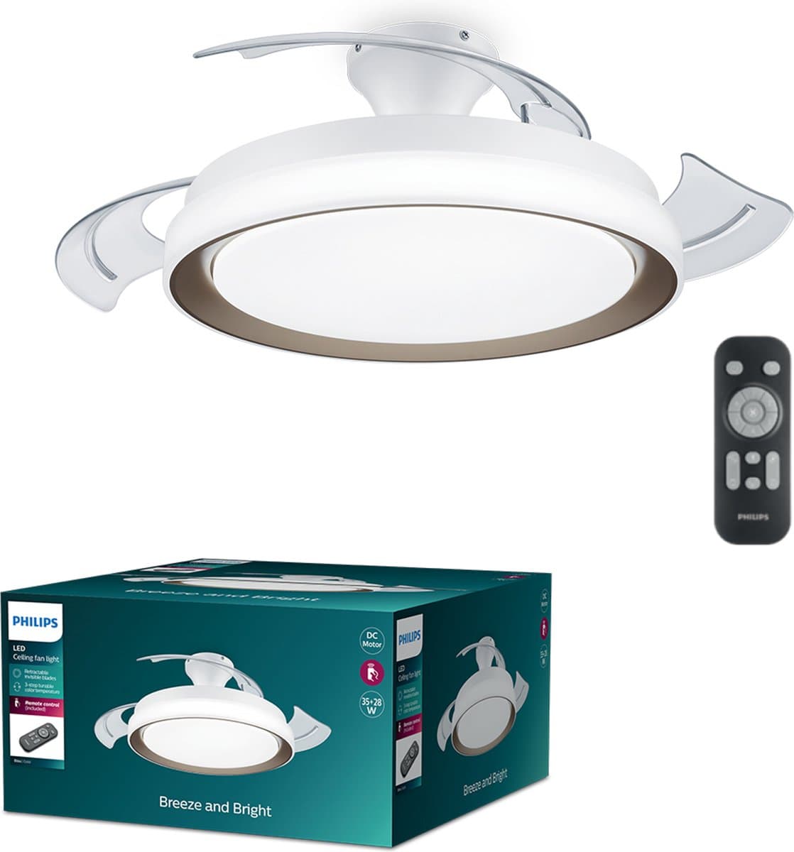 Philips Bliss LED-plafondlamp - met ventilator - goud — afbeelding 1