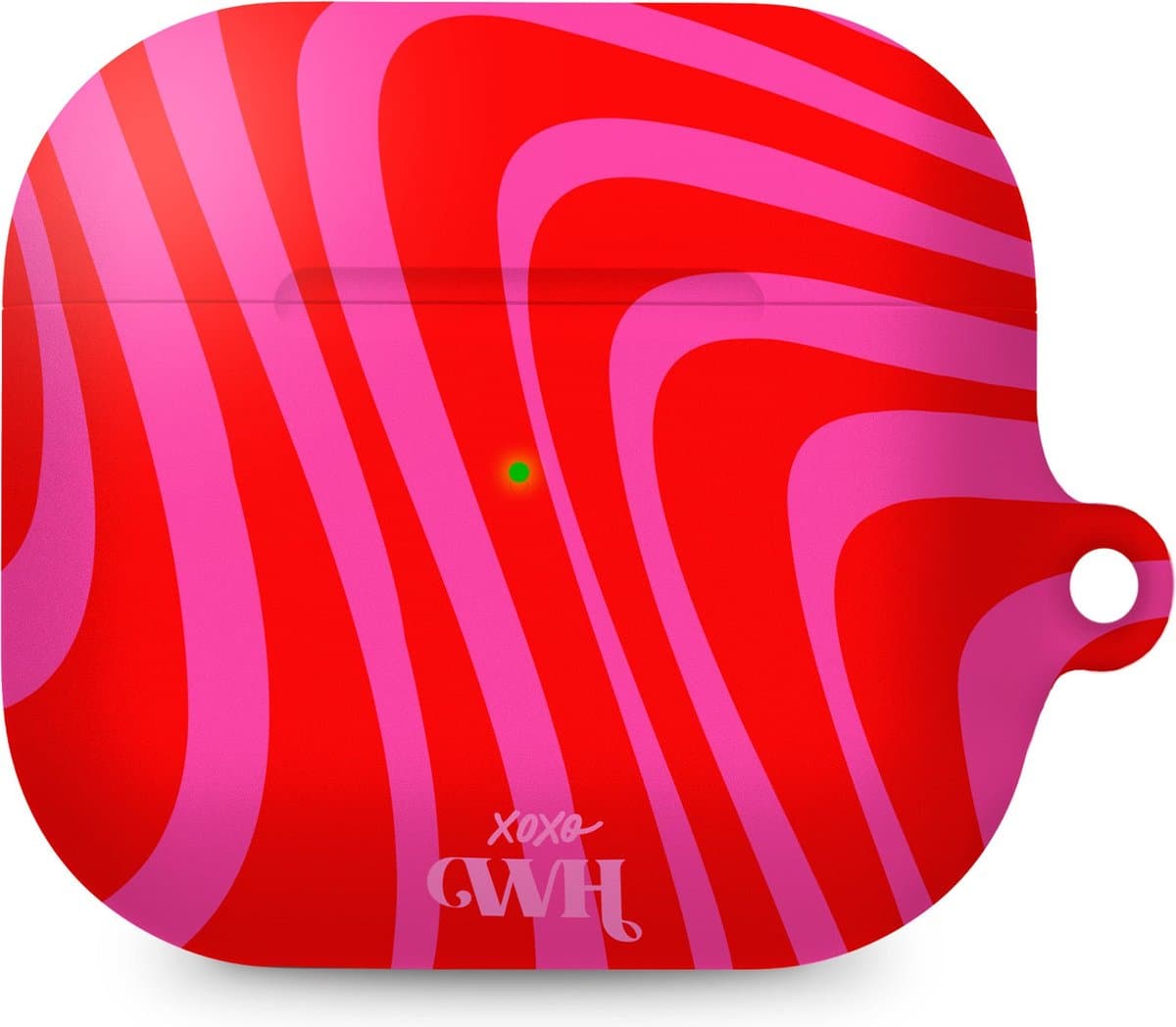 xoxo Wildhearts hoesje geschikt voor AirPods 3 - Berry Much - Matte - Ook als telefoonhoesje verkrijgbaar - schokbestendige case - koptelefoon hoesje - Mat - Beschermhoes met golvende print - golven - Rood - Roze — afbeelding 1