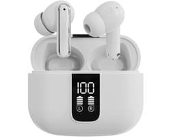Strex Draadloze Oordopjes met Noise Cancelling - Bluetooth 5.3 - LED Display - Draadloze Oortjes Sport met Bluetooth - Wit