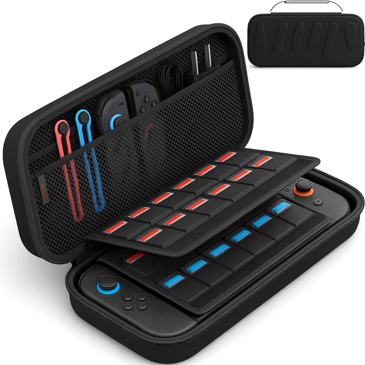 Sounix Case Geschikt voor Nintendo Switch 2 - Met opbergvak voor 24 games - Extra hoog Hoesje - Waterdicht en schokbestendig - Zwart — afbeelding 1