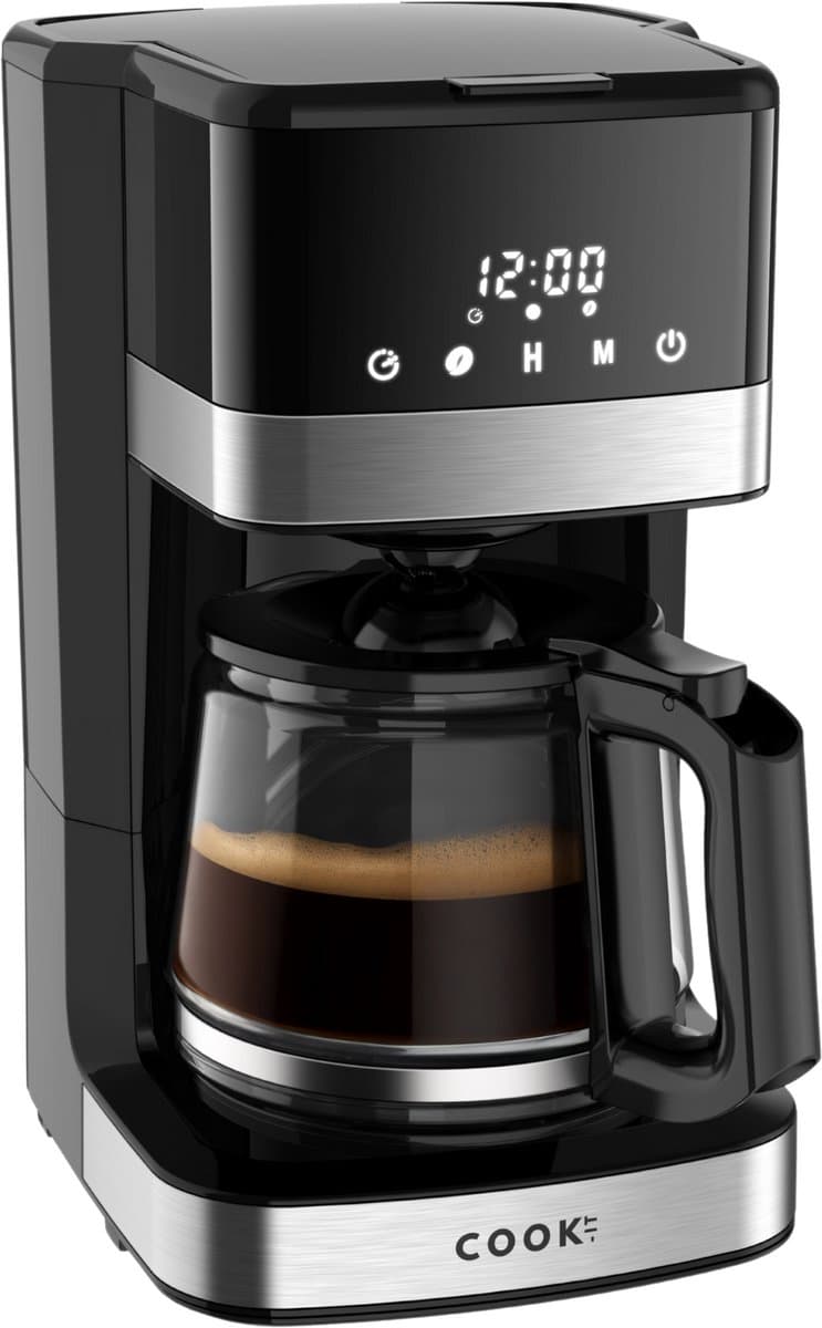 Koffiezetapparaat Filterkoffie - Coffee Machine - Touch Display - Instelbare Sterkte - Warmhoudfunctie - Anti-Drup - Zwart/RVS - COOK-IT — afbeelding 1