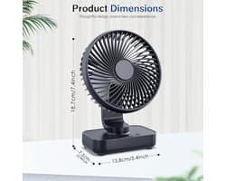 Tafelventilator met 4 Snelheden en Oscillatie – Draagbare USB-C Ventilator voor Thuis en Kantoor