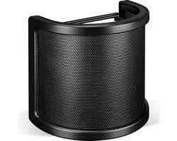 Microfoon Popfilter - Pop Filter - Pop Shield - Popkiller - Microfoon - Studio - Studio Accessoire - Popruis Vermijden - Duurzaam Design - Popfilter - Handheld Microfoonschermmasker - Microfoon Windschermhoes - Zwart